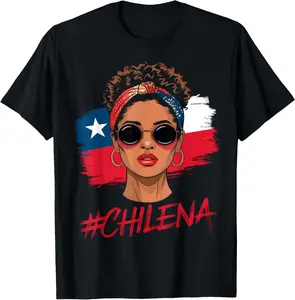 100%cotton Chilean Messy Bun Chilena Girl Mujer Women Chile Gifts T-Shirt