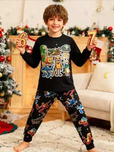 Italian Brainrot Pattern Teen & Kids Sleepwear Set, Ballerina Cappuccina、Tung tung tung sahur Print Design, Fitted & Soft Fabric, Ideal for Boys Girls, Spring New Collection, Comfortable Home Wear