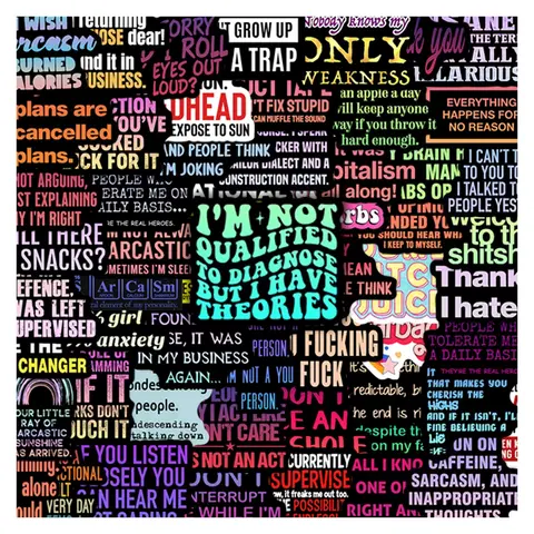 110Pcs Sarcastic Quote Stickers Pack, Waterproof Edgy Funny Swear & Meme Vinyl Adhesive Decals, Sticker Packs, DIY Decorative for Laptop, Water Bottle, Journal & Scrapbook, Edgy Lover Gift