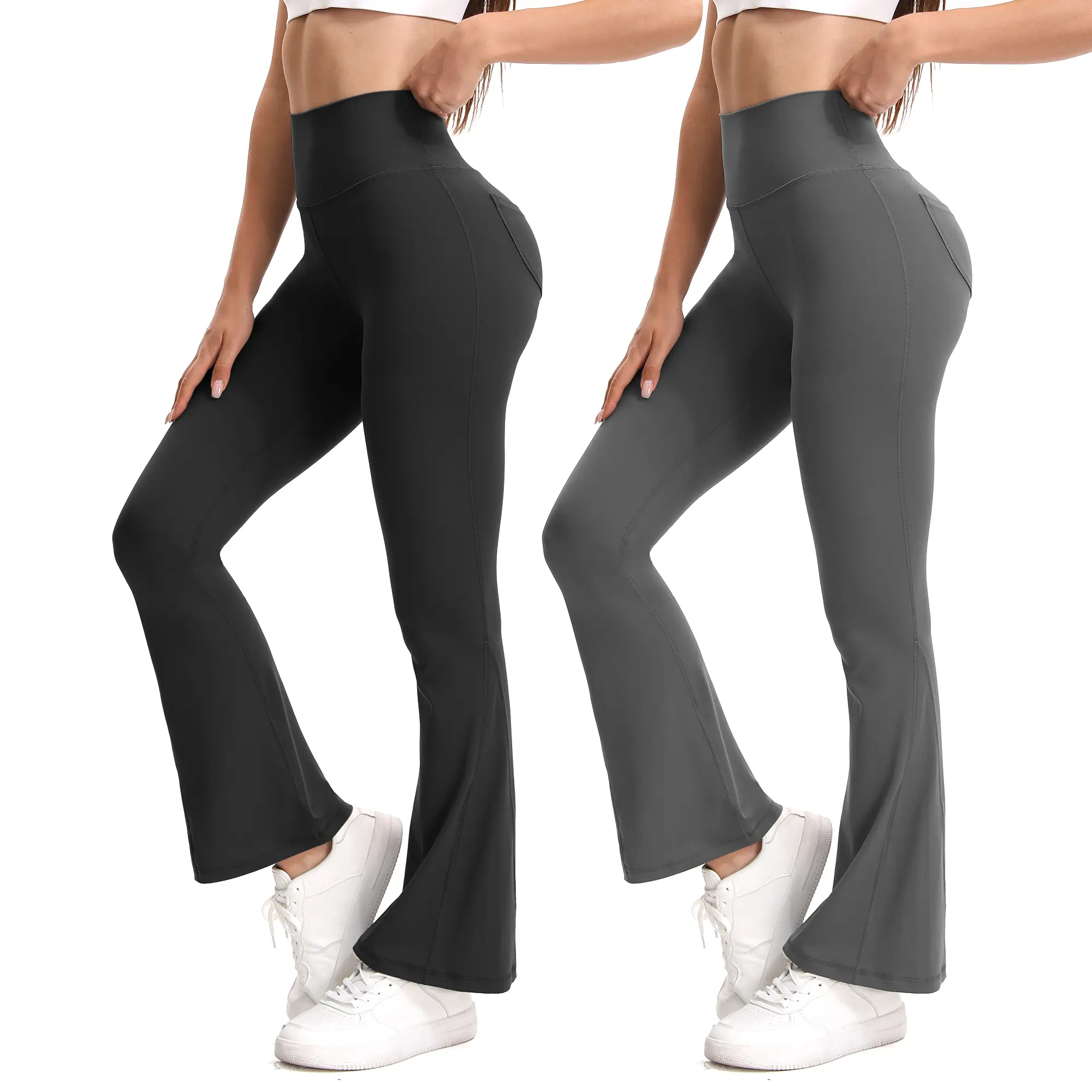 3PCS Women's Flared Leggings with Pockets Women's Flared Sweatpants Fitness Leggings Butt Lifting Fitness Yoga Leggings Track Sporty Pants Grey Sweatpants Women Streetwear Durable Stretchy Exercise Pants Activewear Outdoor Season Versatility tiktokshopspr