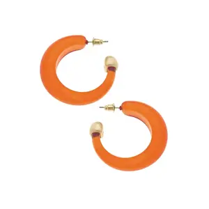 Brady Chunky Resin Hoop Earrings in Burnt Orange