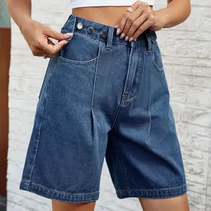 Women's High Waist Wide Leg Denim Shorts Adjustable Waist Baggy Jeans Shorts Y2K Street wear Summer Bottoms With Pockets Most Popular