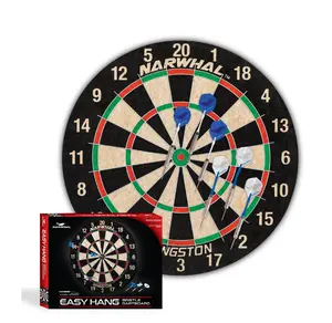 Narwhal Kingston Official Size Bristle Dartboard with 6 Steel Tip Darts