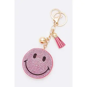 Smily Face Rhinestone Pillow Key Chain