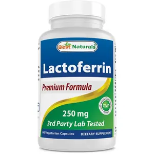 Best Naturals Lactoferrin 250 mg 60 Vegetarian Capsules Non-GMO Gluten-Free Premium Formula Lab Tested USA Made