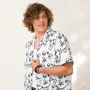 Palm Trees Creative “Shadow Script” Button-Up Shirt