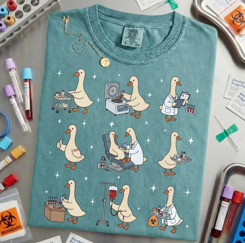 Silly Goose Phlebotomist Shirt, Funny Phlebotomy Week Gift, Medical Lab Tech Tee, Blood Draw Nurse Shirt, Comfort Colors Shirt