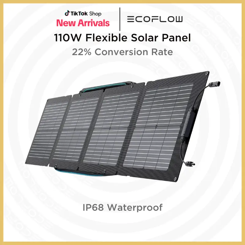 EcoFlow 110W Portable Solar Panel, Foldable with Carry Case, High 23% Efficiency, IP68 Water & Dustproof Design for Camping, RVs, or Backyard Use #dea
