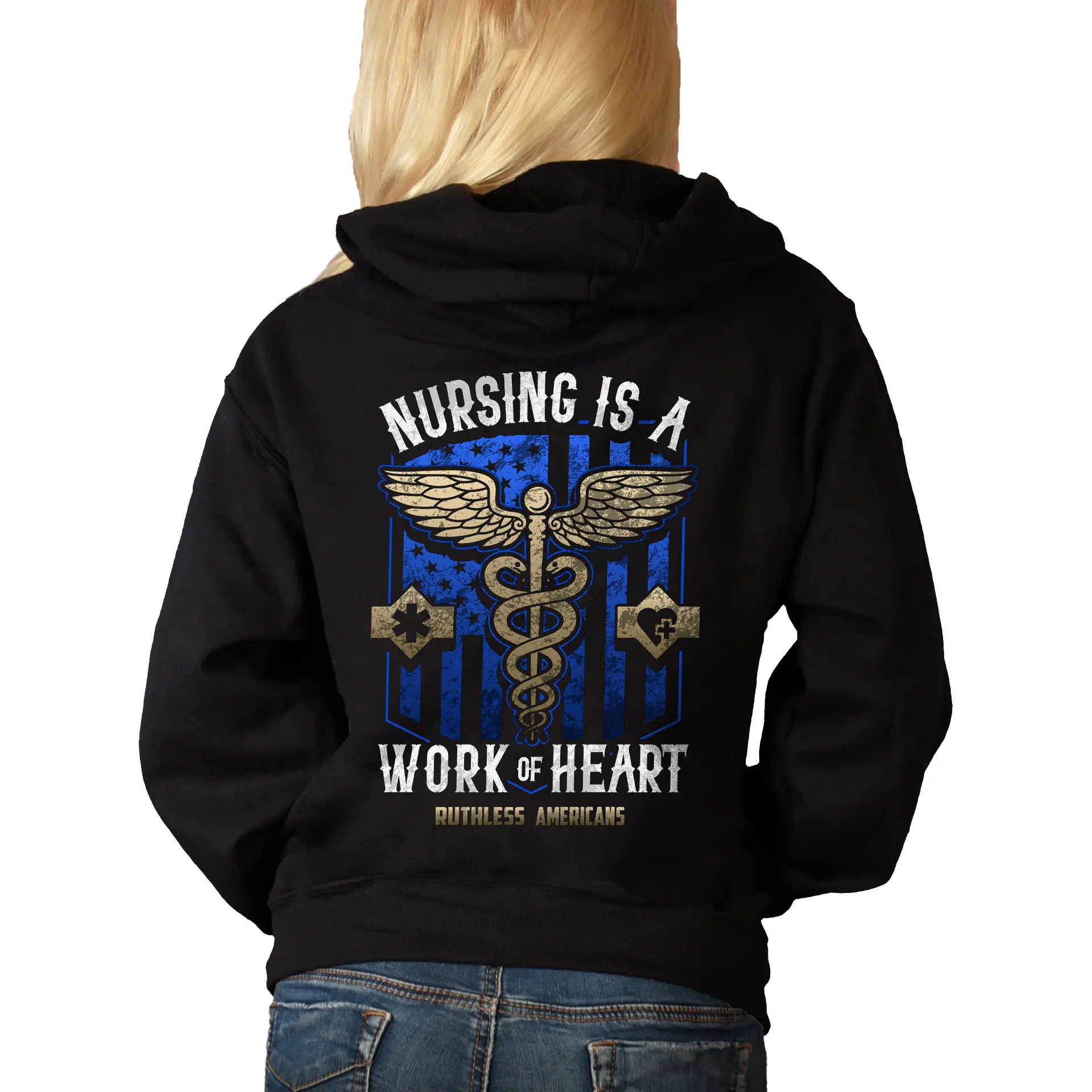 Women's Nursing Is A Work Of Heart - Blue - Zip-Up Hoodie