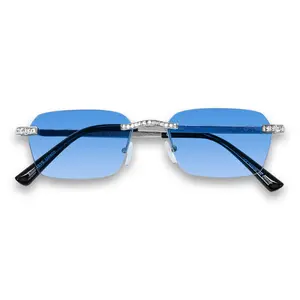Baguette Stone Sunglasses – Blue Lens Rimless Design