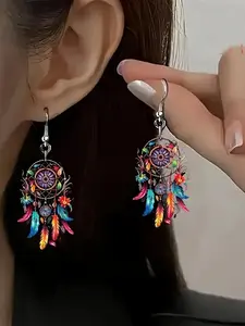 Czech Style Acrylic Dangle Earrings, Stainless Steel Fashion Accessory, Perfect Gift for Anniversary & Birthday, Casual Party Wear