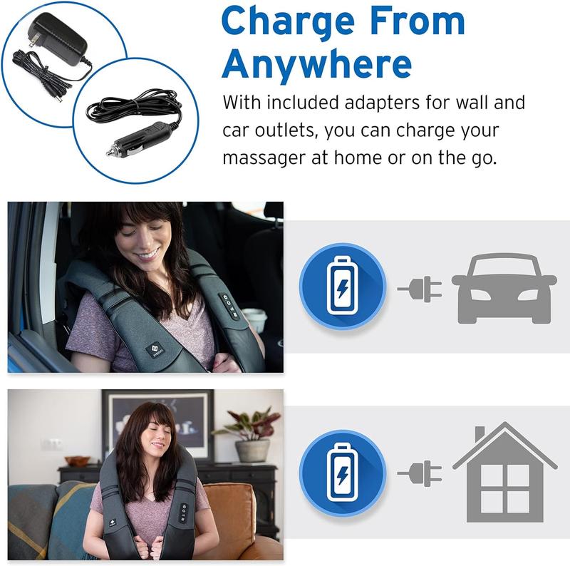 Etekcity Cordless Neck Massager for Pain Relief, Deep Tissue Shiatsu with Heat, Wireless Shoulder & Back Massager, Best Gift for Parents
