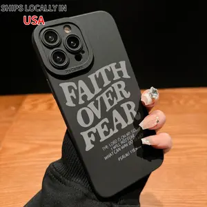 Fall Faith Over Fear Letter Pattern Phone Case, Full Body Shockproof Phone Protective Cover, Fashion Phone Compatible with iPhone 15 Pro Max 14, Unique Phone Cases, Gifts For Boyfriend Protection Protector Cellphone Casing
