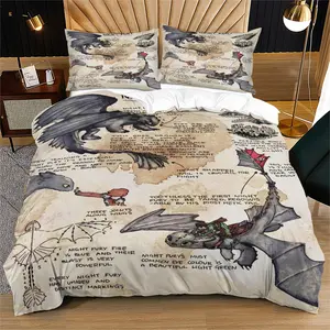Dragon Taming Master Toothless Pattern Duvet Cover Set, Bedroom Bedding Set, Gift for Family or Friends, Suitable for home decor, Including 1 Bedspread and 1 or 2 Pillowcases (Excluding Quilt and Pillow Inserts)