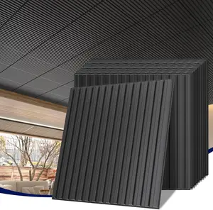 LooYee 24/6 PCS 24x24 Inch Slat Black Ceiling Tiles, 2x2 Ft Fluted Drop Ceiling Panels for Interior Decor PVC Waterproof Ideal for Bathroom Living Room Bedroom Office Commercial Spaces Cover 96/24 Sq.Ft