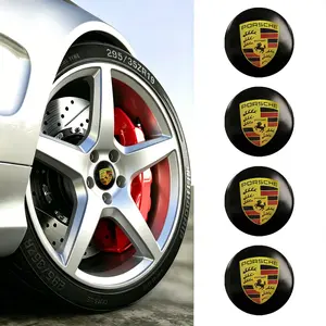 4pcs Wheel HUB Center Cap Stickers for Porsche Panamera Macan Cayenne Taycan 911 718 Gt3 Gt4, Aluminum Metal Logo Decals
