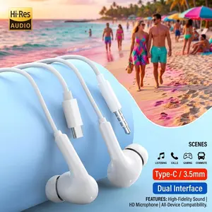2026 Original TypeC 3.5mm Wired Headphone For In-ear Earbuds  HiFi Stereo  Earphone with Mic