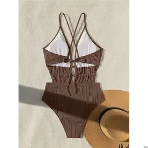 - SwimVcaySummerBeachLadies SolidColorBacklessFashionableSwimmingBeachwearOne PieceSwimsuitWhiteSwimsuit