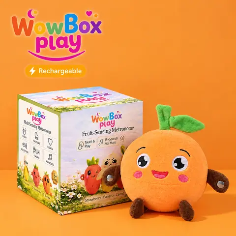 Banana Beat Fruit-Themed Stuffed Toy Set - USB Rechargeable Battery, Motion Sensor, 15+ Songs, Lights, Dance Function, Cuddle-Ready Interactive Toy, Group Play, Boxed Collectible, Easter Baskets/Video Games Gift for Kids