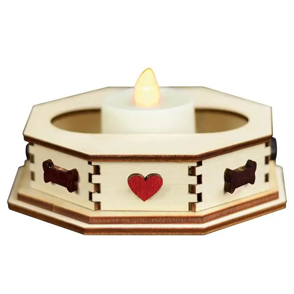 Ginger Cottage Tealight Display-Bone(Sm)-GCD105D Battery Operated Tealight with Heart Design for K9 Cottages Small Showcase Decor