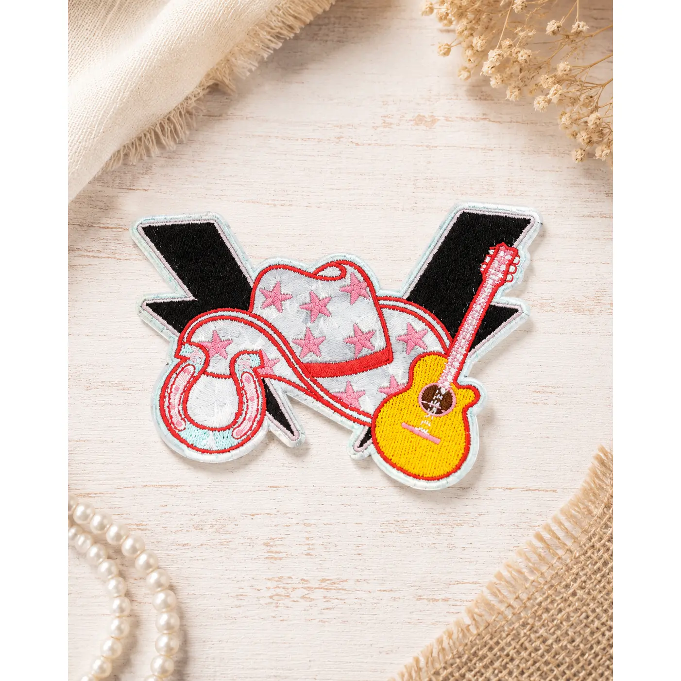 HP1043 - Cowboy Hat Guitar Hat Patch