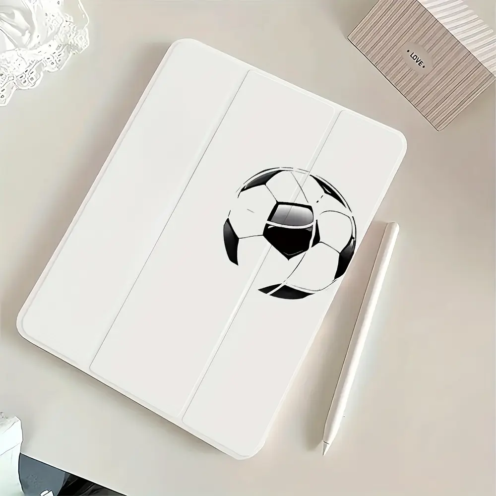 Football Pattern Vinyl Tablet Case for iPad & Computer, Folding Flip Stand, Pen Slot, Anti-Drop Flexible Hybrid Cover, Adjustable Non-Slip Design - Compatible with Air 4th/5th (10.9in), 7th-9th Gen (10.2in), 1st-2nd/5th-6th Gen (9.7in) Accessory (70% Off)