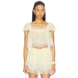 For Love & Lemons Chante Top in Pale Yellow