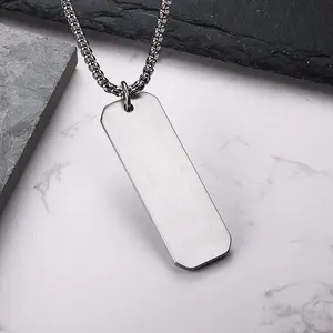 GTHIC Lettering Double-Sided Brushed Necklace Stainless Steel Statement Jewelry for Men Women Daily Wear