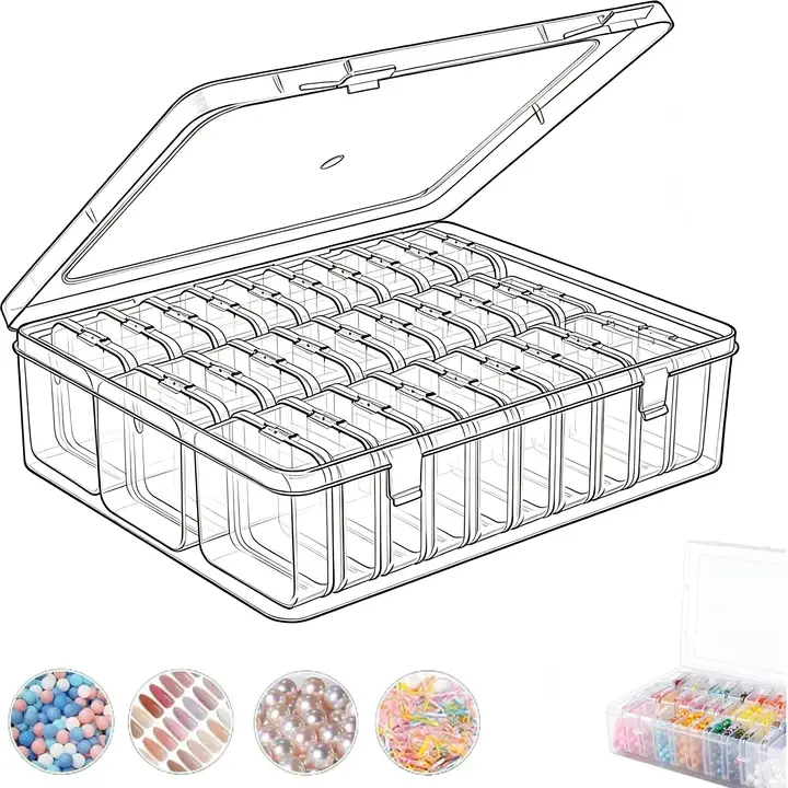 Clear Jewelry Storage Box, Large Durable Storage Box with 30pcs Small Box, 1 Set of Transparent Multi Compartment Jewelry Organizers for Earrings, Rings and Necklaces, Bead Storage Containers with Lids