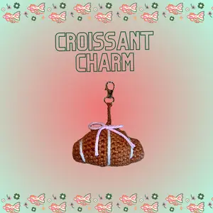 Handmade Croissant Keychain Charm – 3″ Crocheted Bag Accessory