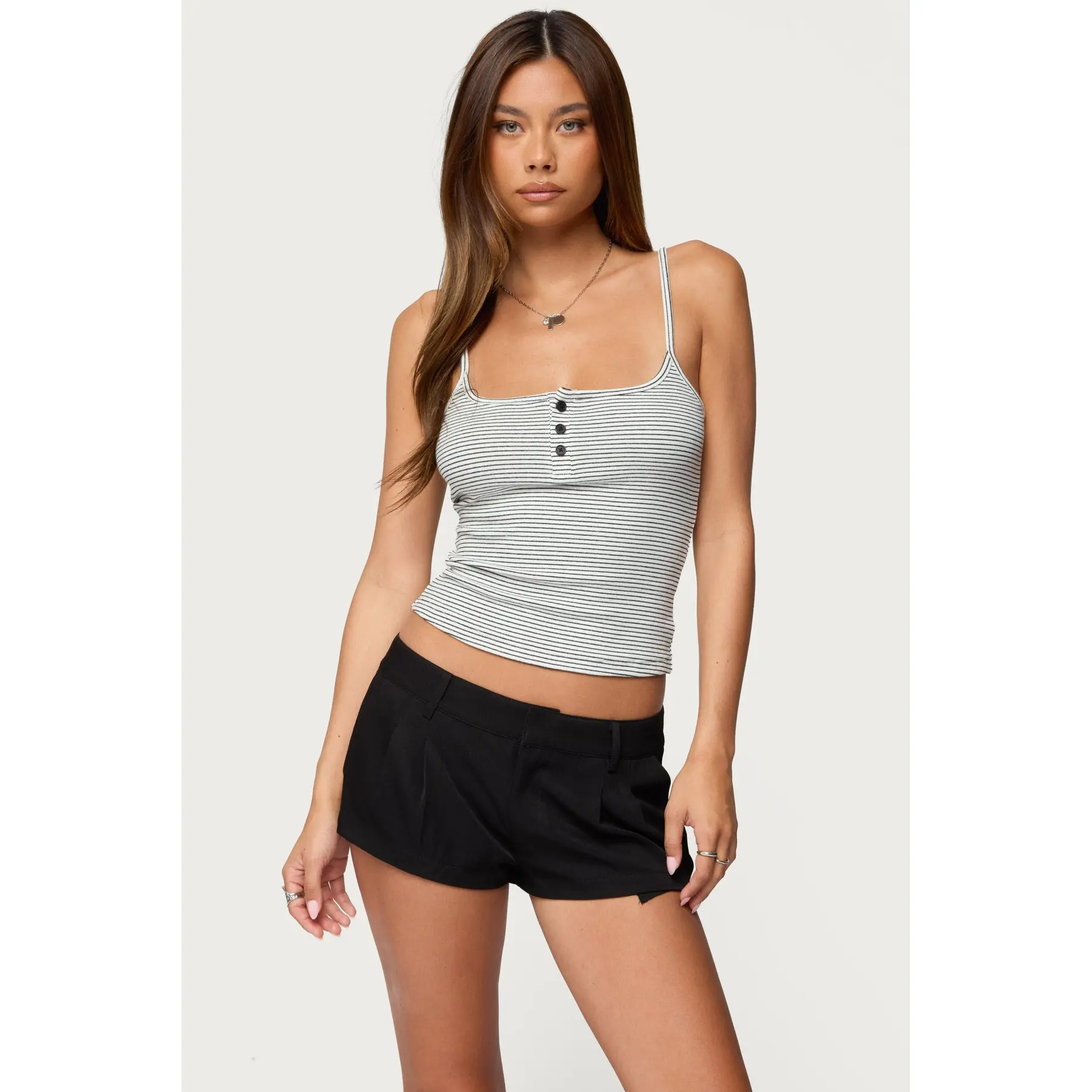 Striped Henley Tank Top