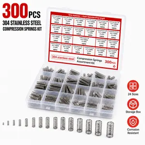 304 Stainless Steel Compression Spring Assortment Kit, 300-Piece Multi-Specification Set for Industrial Machinery, Mechanical Hardware Equipment