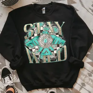 Stay Wild Crew Sweatshirt, Graphic Crewneck shirt, cowgirl outfits, western clothing, western tops outfits women, country concert outfits clothing, rodeo outfit women shirt hoodie