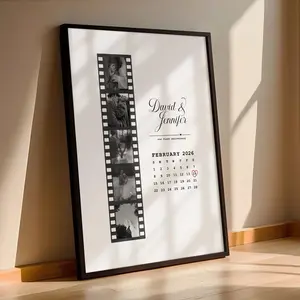 Personalized Couples Anniversary Gift Poster, Custom Photo Print with Calendar, Ideal Romantic Valentines Day gift