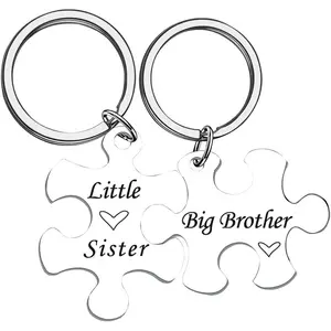 Gifts for Little Sister Big Brother Matching Keychains for Sister Brother Gifts from Sister Birthday Christmas Gift for Big Brother Little Sister Puzzle Keychain