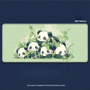 Creative Silicone Mouse Pad with Panda Design, Waterproof and Stain Resistant, Vibrant Colors, Office Laptop Desk Mat, 90x40 Cm