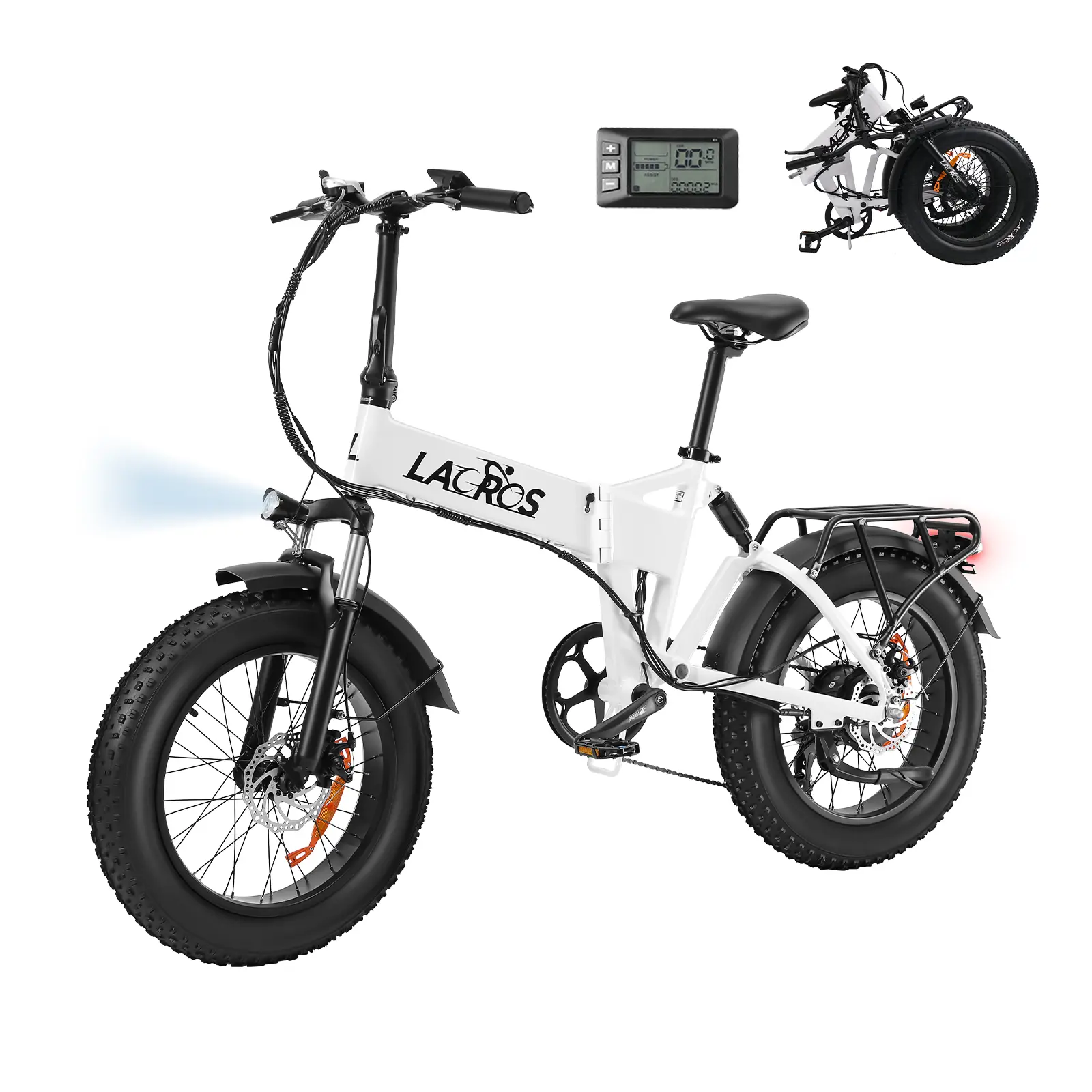 Foldable All-Terrain E-Bike with Peak 1500W Motor | Lightweight Aluminum Frame, Max Speed 28MPH, 40–70 Miles Range, Removable 48V Battery, Dual Suspension & Fat Tires for Off-Road & Urban Riding, Compact to Fit Car Trunk