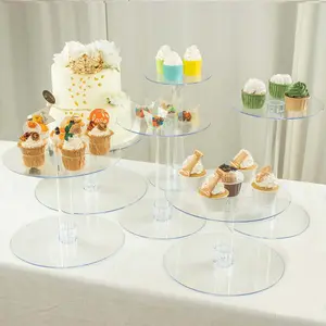 6-Tier Acrylic Cake Stand Set Clear - Assorted Sizes for Buffet Party Tables
