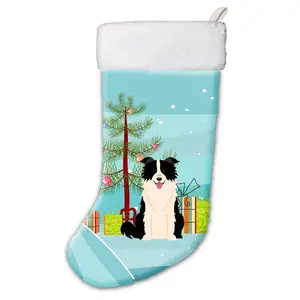 Carolines Treasures  Merry Christmas Tree Border Collie Black & White Christmas Stocking