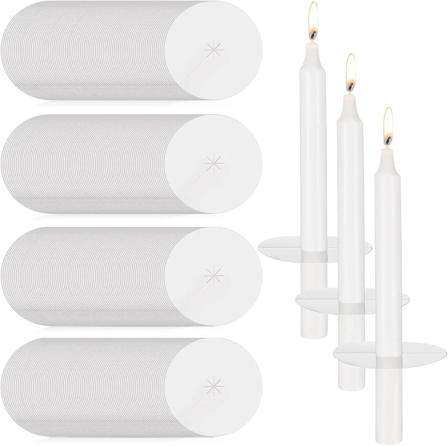 250 Pcs Church Candle Drip Protectors Paper Holders Bulk for Candlelight Service Kit for Devotional Vigil Church Service Memorial Shabbat Christmas Eve, 3.15 Inch