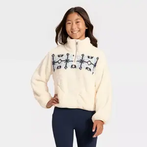 Girls' High Pile 1/2 Zip Pullover - All In Motion