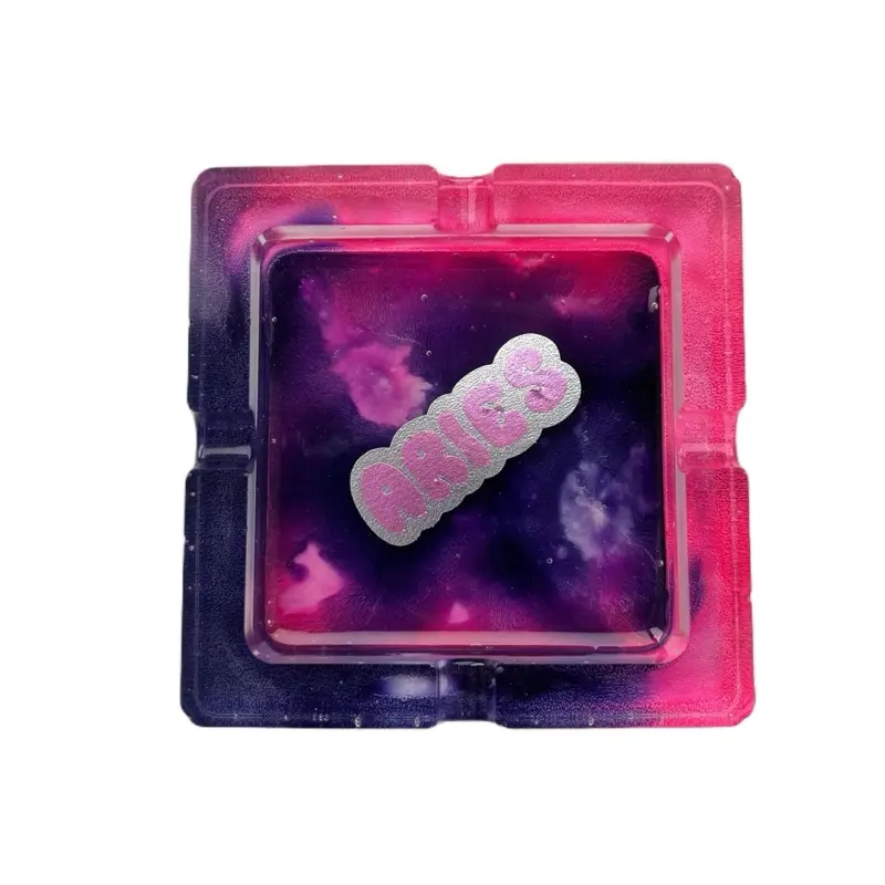 Cute Square Ashtray Aries Pink Purple Smokers Accessory Lighter