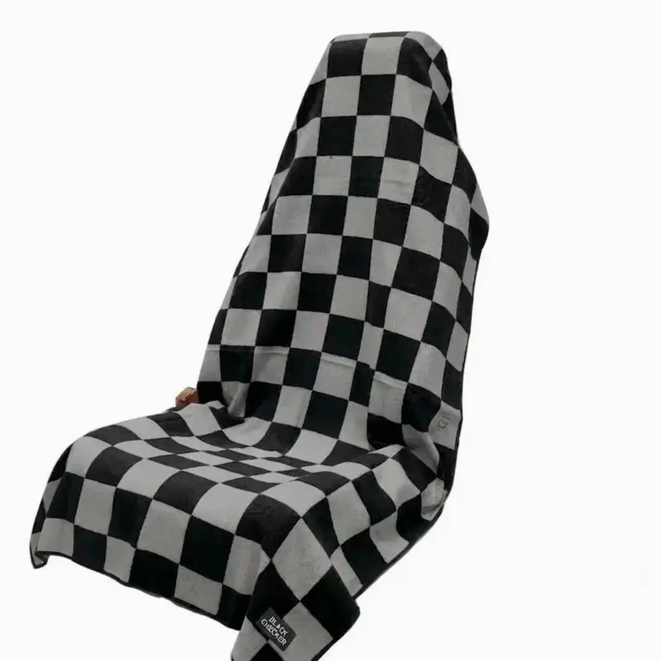 Black & Grey Checkerboard Universal Car Seat Cover Towel, Soft Washable Car Seat Protector, Easy-Fit Interior Wrap for Daily Driving, Travel, Gym & Outdoor Use