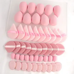 50-Piece Wet/dry Makeup Sponge Set, Beauty Blend, Makeup Friendly, 5 Styles Powder Puffs, Full Face Use, Professional Makeup Tool for Home, Outdoors, Dormitory, Gift Ideas