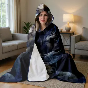 1pc Wolf Pack Hooded Blanket Wearable Oversized Flannel Throw Warm Comfy All-Season Digital Print Multi-Color for Lounging Gaming Watching TV Reading Camping Sofa Gift Cozy Hooded Blanket