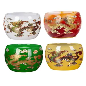 Master-Grade Gongfu Tea Set - Red Green Yellow White Collector's Edition Glass Teacups High Borosilicate Heat Resistant Essential for Discerning Tea Connoisseurs Holiday Gift Set handmade tea gold accent floral design