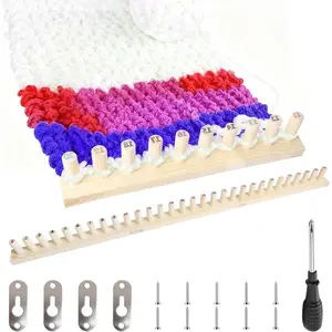46 Inch Wooden Chunky Yarn Loom - for Chunky Blanket with Numbered Pegs, Easy-to-Use Blanket Loom for Beginners, DIY Enthusiasts, Gift for Chunky Lovers
