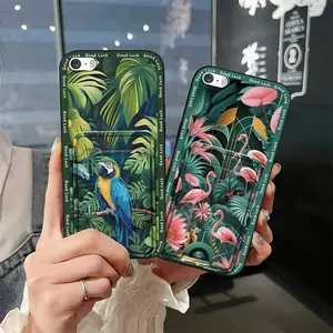 TPU Card sleeve Phone Case For iphone 5/5S/SE/ip5/ip5S/ipSE Waterproof Durable Soft case Card slot protective Dirt-resistant Full wrap Card bag Graffiti Fashion Design Shockproof