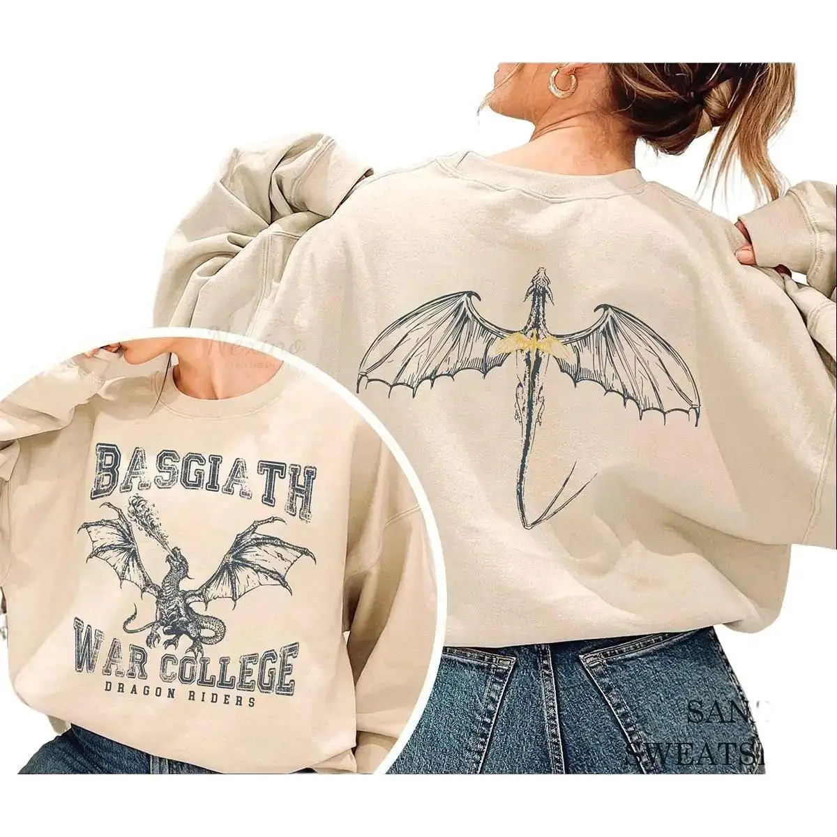 Fourth Wing Double-Sided Sweater, Basgiath War College Sweatshirt, Fourth Wing Shirt, Dragon Rider Shirt, Bookish Shirt, The Empyrean Series