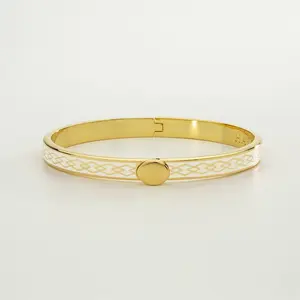 Halcyon Days Bangle Skinny Parterre Cream & Gold